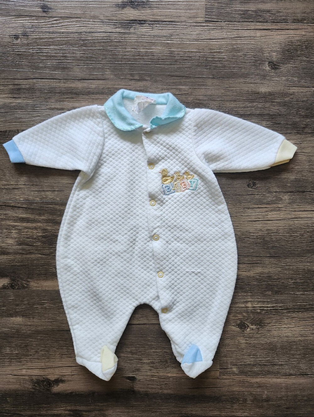 Vintage 90s Cuddle Time Unisex Baby Quilted One Piece Romper
